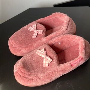 Soft Pink Moccasin-Style Indoor Slippers